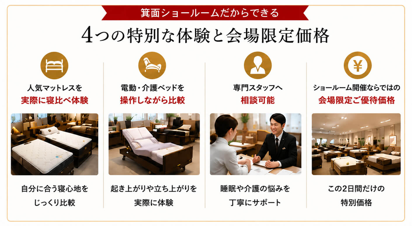 箕面倉庫フランスベッド展示会フェア