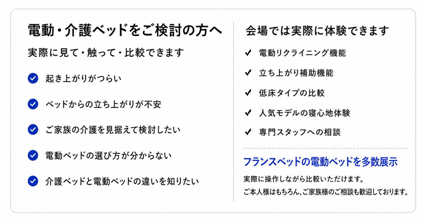 電動ベッド・介護ベッド検討の方へ